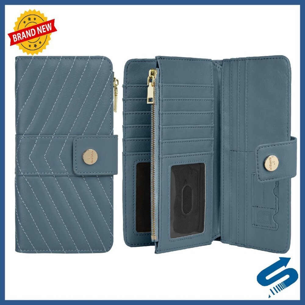 Slim RFID Trifold Wallet Large Capacity Vegan Leather Women's Accessory